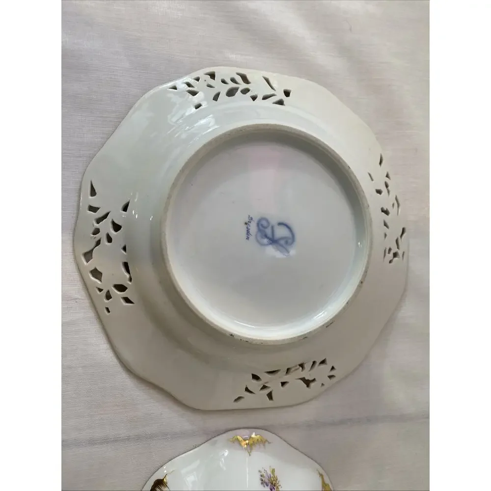 Antique Dresden 28936 demitasse cup and saucer, hand painted (not matching)